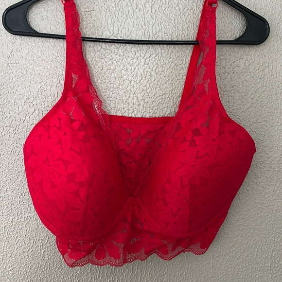 Women’s PINK Victorias Secret Bralette, Lace, Red Lace, XXL, Lightly Lined - Picture 1 of 8